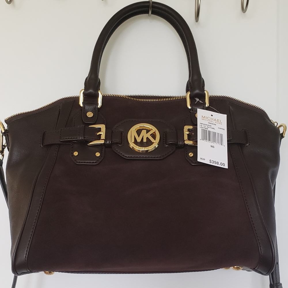 MICHAEL Michael Kors Hudson Large Satchel Coffee Leather/Suede - Picture 2 of 9